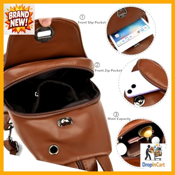 Genuine Leather Convertible Backpack Purse Crossbody Sling Bag Retro Casual